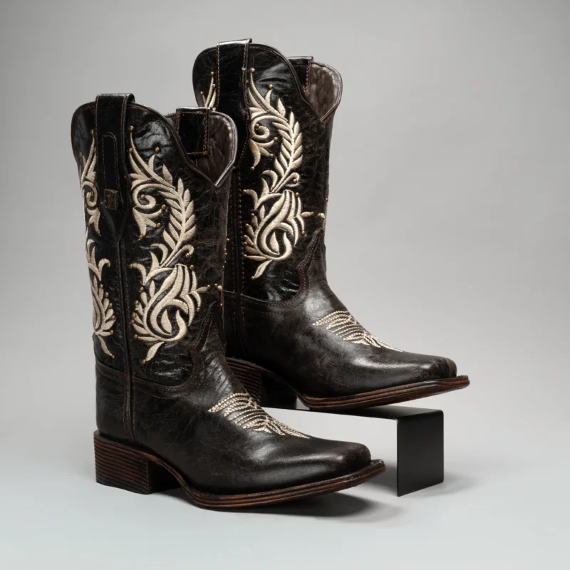 Handcrafted Tobacco Fish Cowboy Boots