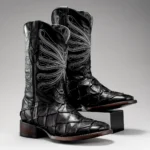 Men’s Handcrafted Pirarucu Fish Cowboy Boots Black