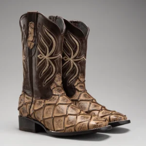 Men’s Handcrafted Pirarucu Fish Cowboy Boots Oryx