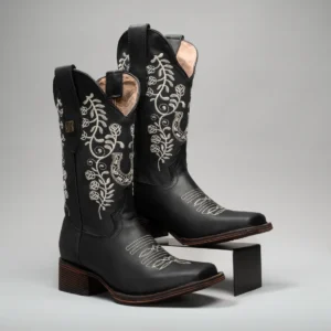Women’s Embroidered Square Toe Fish Cowboy Boots