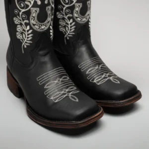 Women’s Embroidered Square Toe Fish Cowboy Boots