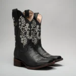 Women’s Embroidered Square Toe Fish Cowboy Boots