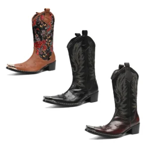 Handmade Men’s Embroidered Fish Cowboy Boots