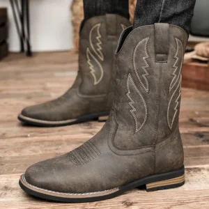 Handmade Western Fish Boots for Men - Cowboy Ankle Boots