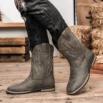 Handmade Western Fish Boots for Men - Cowboy Ankle Boots