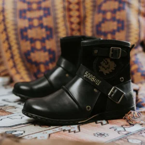Retro PU Leather Cowboy Ankle Boots