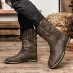 Handmade Western Fish Boots for Men - Cowboy Ankle Boots