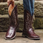 Men’s Western Fish Cowboy Boots with Embroidery
