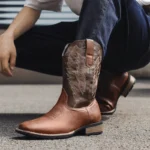 Vintage Embroidered Fish Cowboy Boots for Men