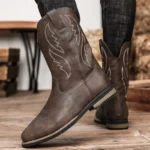 Handmade Western Fish Boots for Men - Cowboy Ankle Boots