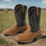 Square Toe Western Short Boots with Embroidered Detailing