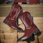 Retro Men’s Fish Cowboy Boots With Crocodile Pattern