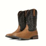 Square Toe Western Short Boots with Embroidered Detailing