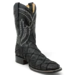 Men’s honey pirarucu fish embossed leather square toe boots