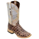 Men’s Brown Mustang Monster Fish Leather Square Toe Boots